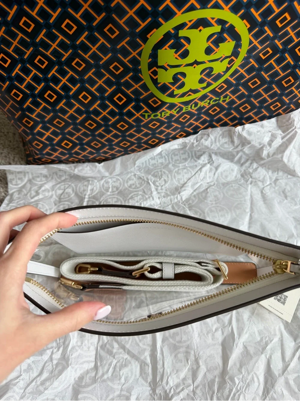 Tory Burch Blake Clear Swingpack Crossbody Bag Clear Optic White